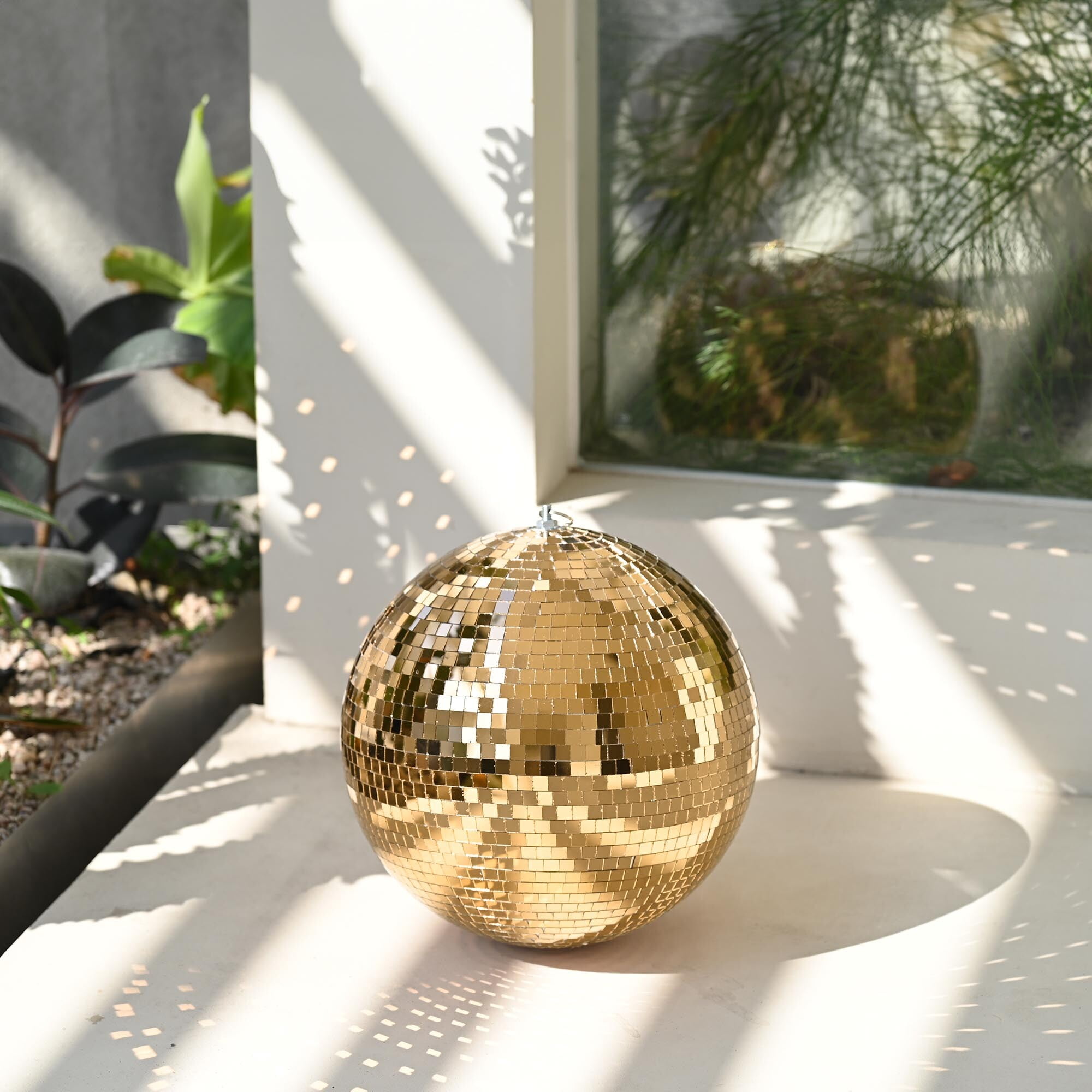 Yescom 12" Large Disco Ball Mirror Big Hanging Glass Decor for 70s 80s Party Events Wedding DJ Dance Club Stage Lighting Champagne Gold