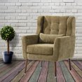 thumbnail image 5 of Modern Chenille Upholstered Accent Chair with Wood Legs, Wooden Frame Lounge Armchair with 1 Pillow, Leisure Sofa Chair for Living Room, Bedroom, Dorm, Avocado, 5 of 9