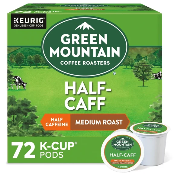 Green Mountain Coffee Half-Caff, 72 K-Cup Pods, Medium Roast