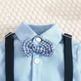 thumbnail image 6 of Bysome Toddler Boys Outfit Set Baby Formal Bow Tie Long Sleeve Shirt Suspenders Pants Two Piece Suit Gentleman Clothes Long Sleeve Crew Neck Boys Clothing Set Light Blue Size 9-12 Months, 6 of 9