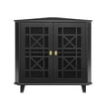 thumbnail image 3 of Walker Edison Transitional Fretwork Doors Corner Accent Cabinet, Black, 3 of 10