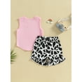 thumbnail image 4 of Bagilaanoe 2pcs Toddler Baby Girls Short Pants Set Sleeveless Letter Print Vest Tops + Shorts 6M 12M 18M 24M 3T Kids Casual Summer Outfits, 4 of 9