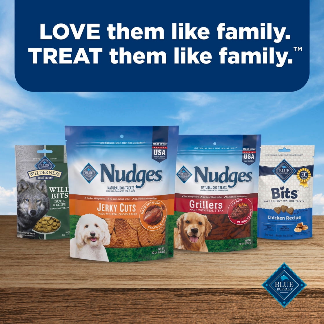Blue Buffalo Nudges Jerky Cuts Dog Treats, Made in the USA with Natural Ingredients, Chicken, 5-oz. Bag