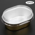thumbnail image 2 of Paquete de 10 moldes desechables de papel de aluminio con tapas para hacer pasteles, moldes para hornear ovalados dorados de Kitchen Essentials, 2 of 8