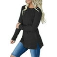 thumbnail image 1 of Bellella T-shirt Femme Couleur Unie Pull à Manches Longues Sweat-Shirt Décontracté Col Rond Hauts Vacances Noir 2TG, 1 of 5