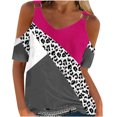 thumbnail image 1 of Fiudx Ofertas Flash Del Día Solo En Línea Blusas de Cuello Redondo de Manga Corta con Estampado Informal a La Moda para Mujer, 1 of 4