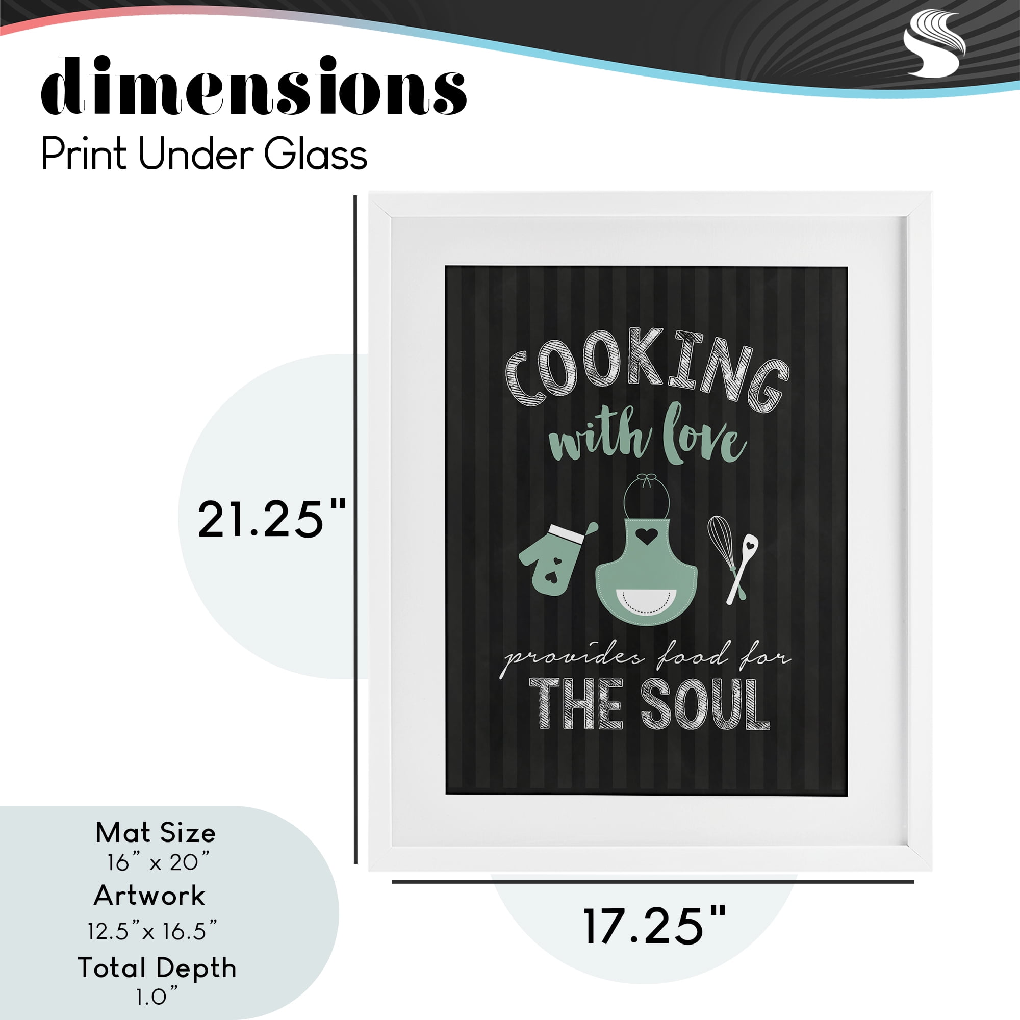 Food For Soul Black & Green White Framed Print Under Glass, design by Lettered and Lined