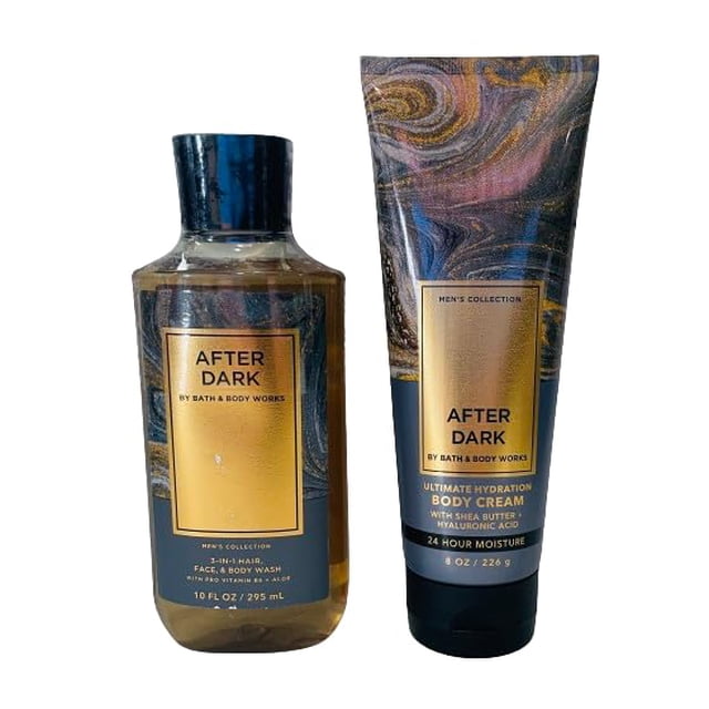 Set Bath & Body Works After Dark 3 en 1 para cabello, rostro y cuerpo y crema corporal para hombres