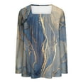 thumbnail image 4 of Meichang Tops for Women Dressy Casual Fall Casual Long Sleeve Marble Print Tunics Square Neck Pleated Loose Fit Shirts, 4 of 4