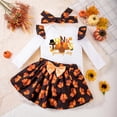 thumbnail image 2 of Mikilon Baby Girl Thanksgiving Rompers Chicken Print Round Neck Long Sleeve Jumpsuit Fall and Winter Rompers with a Bow Headband ,Size 0 Month-1 Year, 2 of 5