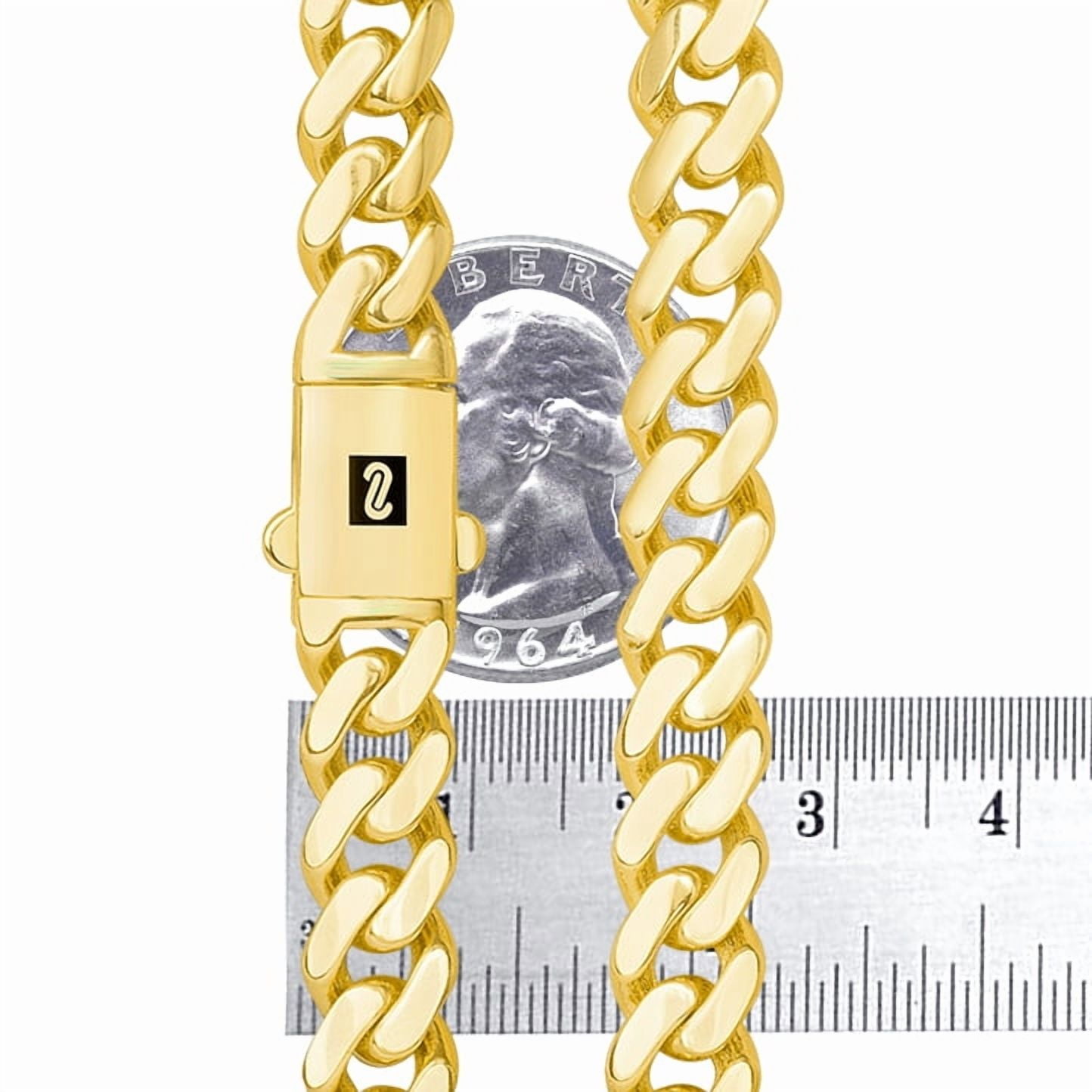 Nuragold 10k Real Yellow Gold Royal Monaco 9mm Miami Cuban Link Necklace (16"-30") Italian Jewelry for Men & Women