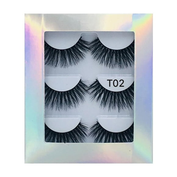 Mink Lashes HUOGUO, 20 mm, 3 pares de pestañas postizas 3D multicapa