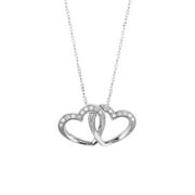 Keepsake Diamond-Accent Sterling Silver Double Heart Pendant Necklace (I-J, I3), 18"