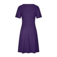 thumbnail image 4 of CHGBMOK Womens Plus Size Summer Dress 2024 Casual Short Sleeve Empire Waist Loose Fit Swing T-Shirt Dress Purple, 4 of 6