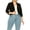 Black, variant on Moa Collection Women's Plus Size Casual 3/4 Sleeve Bolero Open Front Cardigan Jacket Blazer, Female