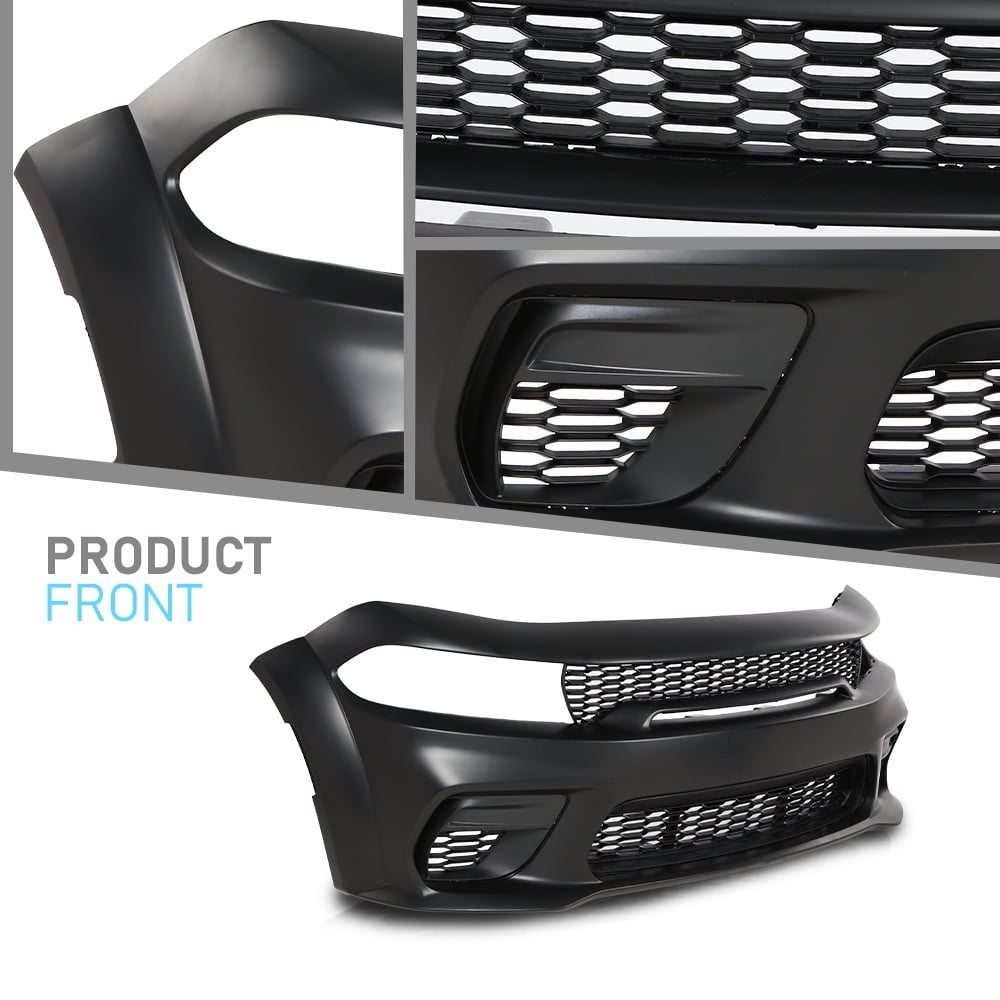 CROSSDESIGN Front Rear Bumper Body Kit Widebody Full Compatible with Dodge Charger SRT Style 2015-2023 Black