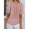 thumbnail image 5 of SHEWIN Womens Tops Off The Shoulder Blouses for Women Casual Spring Summer Cute Pleated Short Puff Sleeve T Shirts, 5 of 10