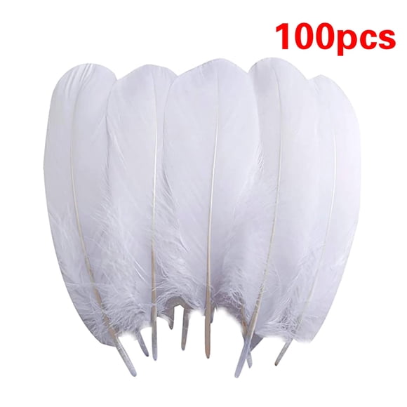 Cxui Decoration Ornaments, 100Pcs Natural Large Craft Feathers - Diy Floating Hair Decor for Wedding Centerpieces, Home Decorations, Adult Crafting Supplies (Multicolor) White