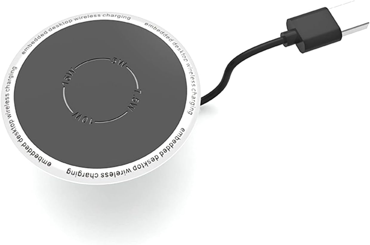Embedded Desktop Wireless Charger, QI Standard Wireless Fast Charging Station 5W 7.5W 10W 15W Invisible Wireless Charger Compatible with i-Phone 15-12,XS Etc