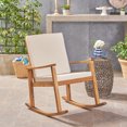 thumbnail image 4 of GDF Studio Aeney Outdoor Acacia Wood Rocking Chair with Cushions, Teak and Cream, 4 of 12