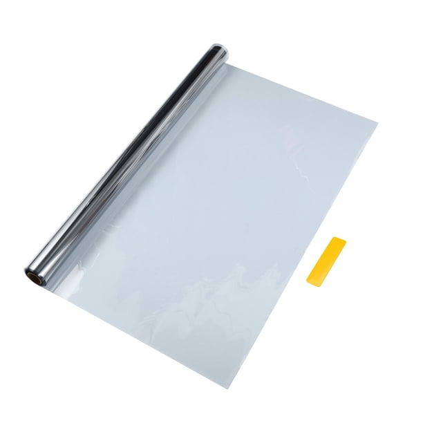 Película de tinte para ventanas de coche Universal Unique Bargains, película de privacidad 9.84 pies x 23.62 pulgadas, PET cerámico nano tono plateado 1 Pc VLT 60% IRR 60% URV 55%