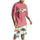 thumbnail image 1 of Blusa de Manga Corta Cuello Redondo Impresión Deportiva Camisa de Ajuste Delgado Poliéster Elástico Cintura Superior para los Hombres, Blusa Casual para el Uso Diario de Verano, 1 of 5