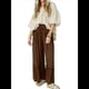 thumbnail image 1 of Pantalones Palazzo Holgados de Playa con Cintura Alta Elástica, Dobladillo con Volantes y Pierna para Mujer Color Café S, 1 of 7