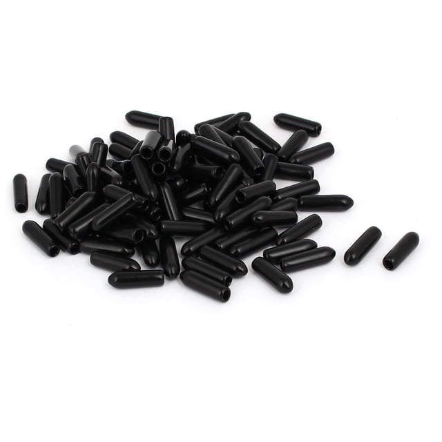 Tapa de extremo de manguera de goma de 3 mm de diámetro interior, protector de rosca, cubierta negra, 100 piezas