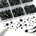 thumbnail image 2 of Beadsland 8300PCS Flatback Rhinestones 10 Sizes with Wax Pencil and Tweezer Kit, SS3-SS30, Jet Black, 2 of 4