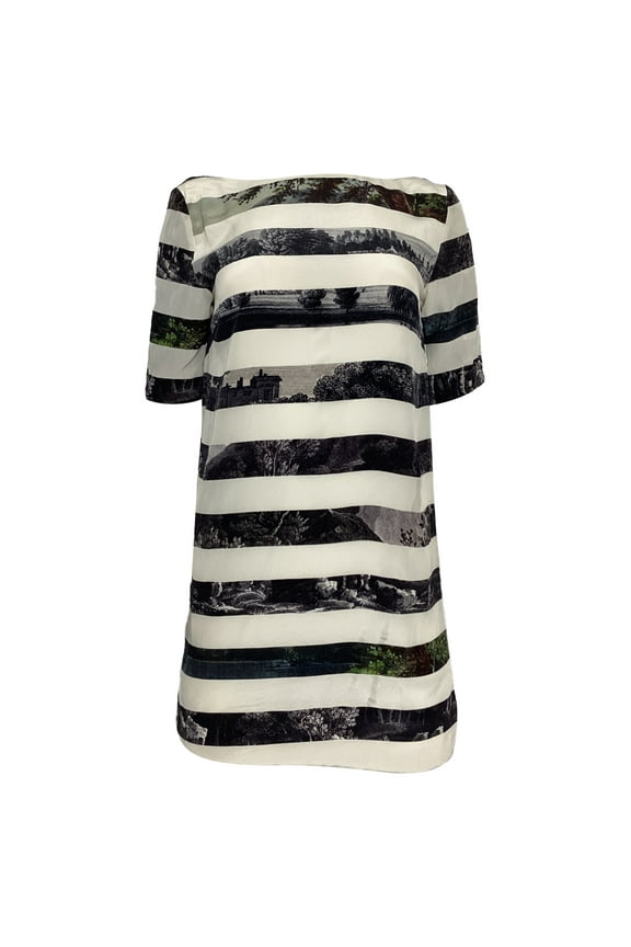 Pre-Owned Dries Van Noten Striped Landscape Dress in Multicolor Silk