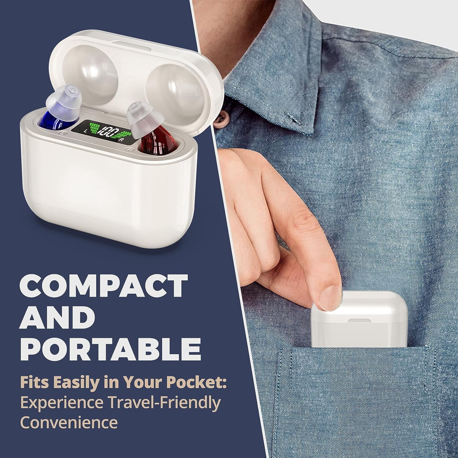 MEDca Rechargeable Hearing Amplifier Personal Sound Amplifier Pair for Seniors - White