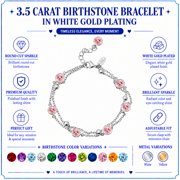 JeenMata Jewelry JeenMata 3.5 Carat October Pink Tourmaline Birthstone Double Layer Bracelet - in White Gold Plating for Women