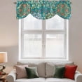 thumbnail image 2 of Green Boho Tie Up Valance Curtains for Windows, Kitchen Curtains Window Treatments, Shabby Vintage Ethnic Abstract Floral Art Short Window Shades Valances for Bedroom Bathroom Cafe 42"x18", 2 of 8