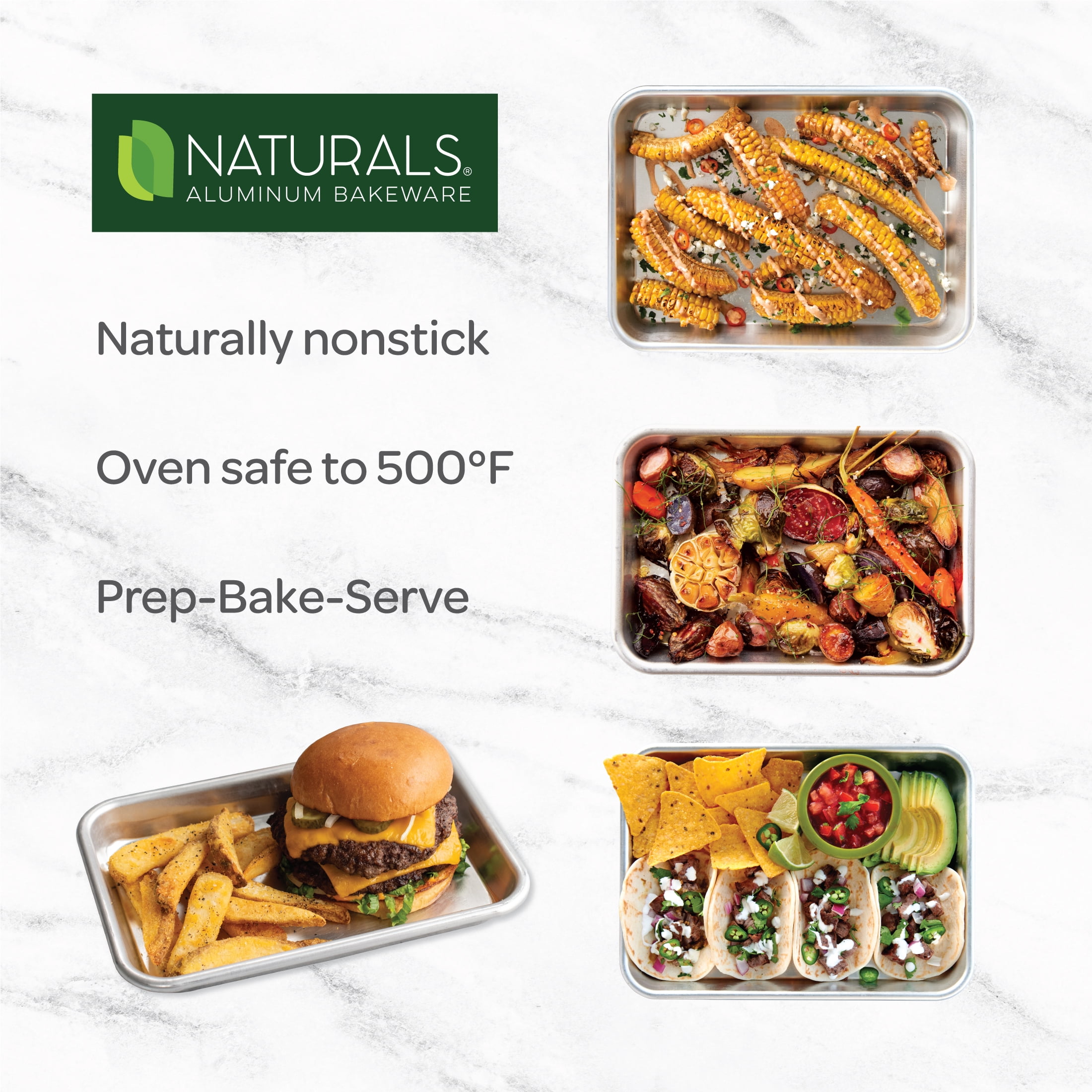 Nordic Ware 2pc Natural Aluminum 1/6th Baking and Cookie Sheet Set with Small Rectangular Sheet Pans