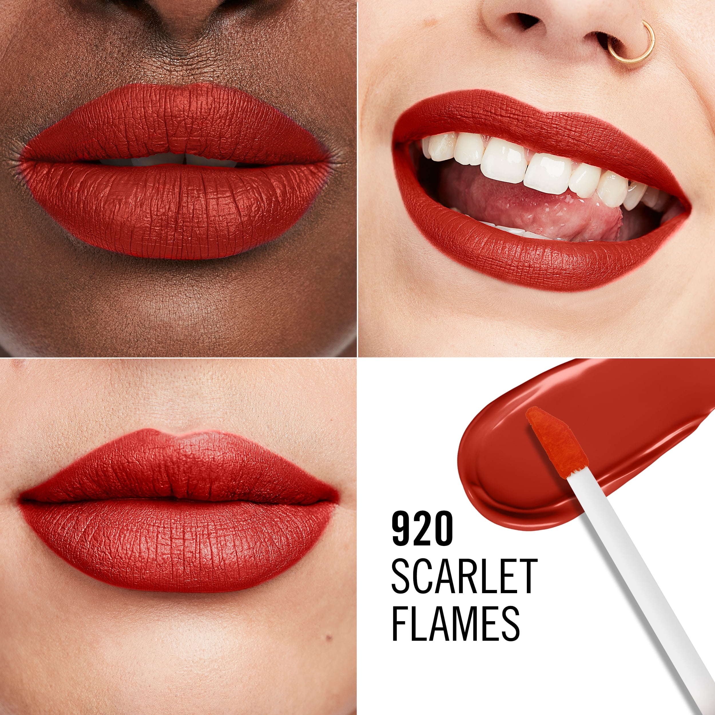 RIMMEL Lasting Mega Matte Liquid Lipstick, 920 Scarlet Flames, 0.25 fl oz