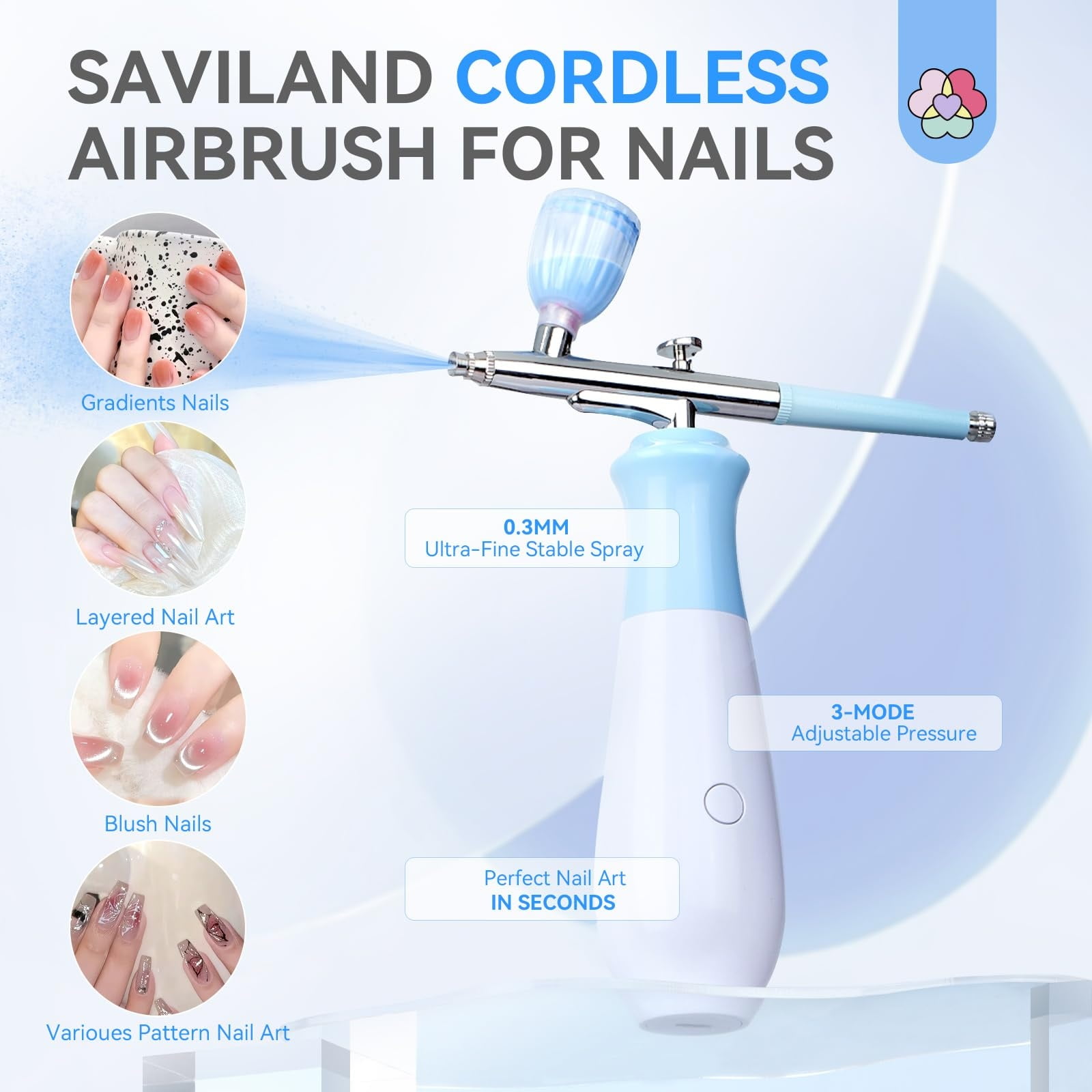 Rechargeable Nail Airbrush Kit - Wireless Airbrush Set With 0.3Mm Nano Nozzle For Nail Art, Diy Crafts, Beauty Makeup