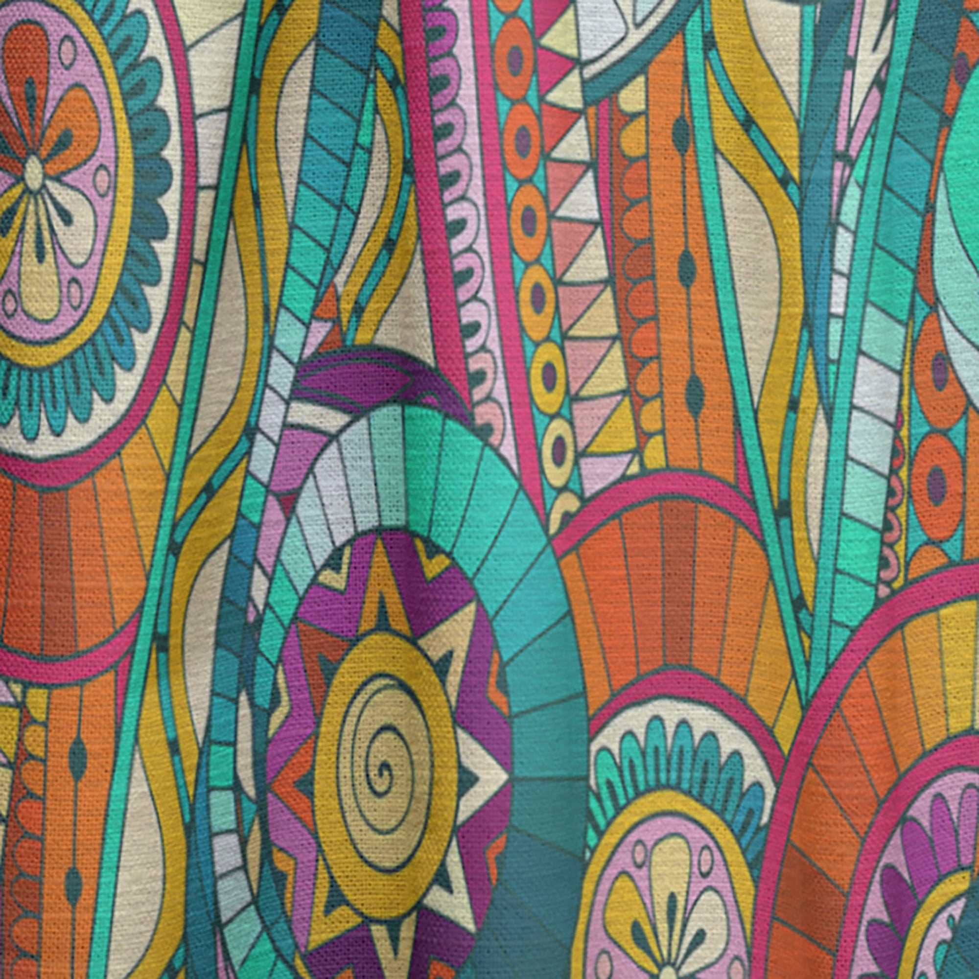Designart 'Ethnic Tribal Doddle Pattern Mosaic Elements' Bohemian & Eclectic Curtain Panel