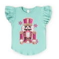 thumbnail image 2 of Pink Snowflake Nutcracker Patchwork Print - Flutter Sleeve Graphic T-Shirt, 2 of 10