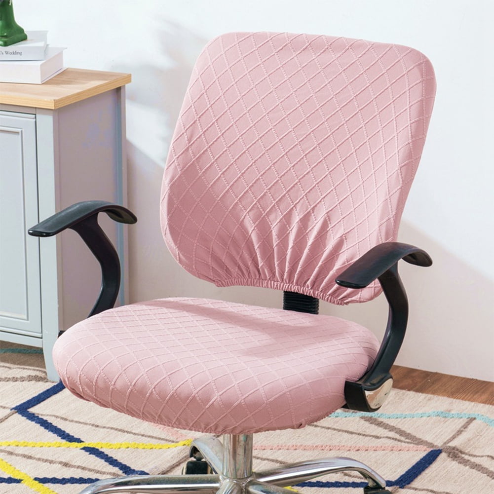 Yesfashion 1 Set Split Chair Cover Pink Office Elastic Swivel Chair Covers (backrest Cover
