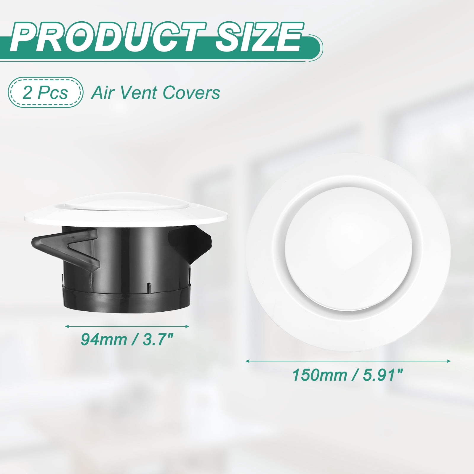 Uxcell 2pcs Soffit Vent 4" ABS Adjustable Round Vent Cover Grille Cover Ceiling Diffuser for Home Bathroom Office Kitchen Ventilation System