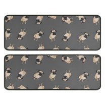 Kitchen Rugs Sets Of 2,Cute Pug Puppies Anti Fatigue Kitchen Mat Rugs Non Slip Washable,Decorative Kitchen Floor Mats for Kitchen,Sink,Laundry,17"x47" 17"x47"