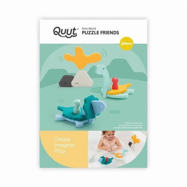 Quut - Dino World Puzzle Friends - Aquatic Dinosaur Theme - Soft Foam - 12 Pieces - Ages 10 Months+ - Educational Toy with Finger Puppets - Stimulates Imagination, Vocabulary & Motor Skills