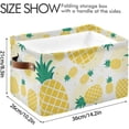 thumbnail image 4 of GZHJMY Collapsible Storage Basket Tropical Fruit Pineapple Golden Rectangular Storage Bins Baskets Toys Storage Bins with Handles for Bedroom Home Office 2PCS, 4 of 7