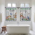 thumbnail image 4 of Spring Botanical Tier Curtains 54 Inch Length, Vintage Black Plaid Brown Wooden Grain Cafe Short Curtains for Bathroom Over Sink, Small Kitchen Curtain Light Filtering Drapes 2 Panels 27.5"Wx54"L, 4 of 8