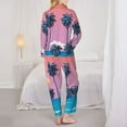 thumbnail image 5 of Kll Beach With Palm Trees Print Women'S Long Sleeve Pajamas With Pants Sleepwear Loungewear 2 Set-X-Large, 5 of 9