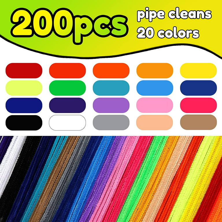 1200PCS Pipe Cleaners, 20 Assorted Colors, Pipe Cleaners Craft Supplies,  Pipe Cleaners Bulk for Crafts, Pipe Cleaner Crafts, Art and Craft Supplies