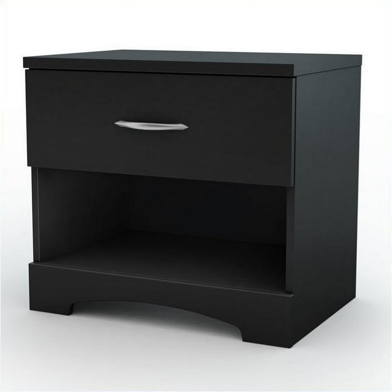 South Shore Maddox Dresser with Chest and Nightstand Set in Pure Black