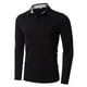 thumbnail image 1 of Camiseta de manga larga informal de color liso con solapa para hombre: 35 % poliéster/65 % algodón, tallas S-XXL, adecuada para el trabajo y las fiestas, 1 of 7