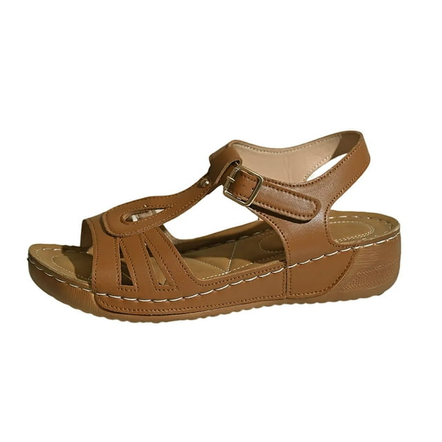 VEKDONE Sandales Compensées pour Femmes Mode Décontractée Tête Ronde Confortables Sandales de Plage Chaussures
