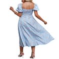 thumbnail image 4 of Women Ruffle Short Sleeve Square Neck Boho Floral Midi Dress Flowy A Line Long Dress, 4 of 7